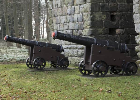 Cannons at Etal Castle, Northumberland.
 Photo: John Millard/English Heritage.