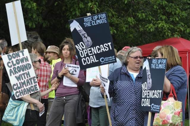 Protestors against Highthorn opencast at Druridge Bay demonstrating at Morpeth County Hall. Picture by Jane Coltman