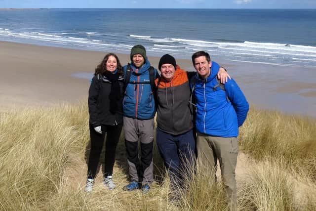 Gordon Allan and family at Bamburgh. Left to right, Claire, Clive, Gordon and David.