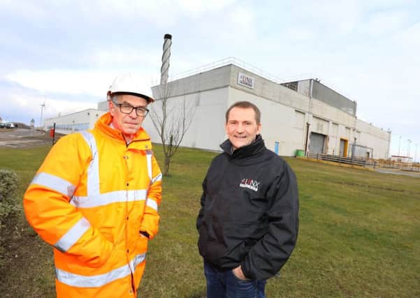 Harworth Group director (North East) Eddie Peat, left, with Andy Teasdale, managing director of Lynx Precast. Picture by Crest Photography.