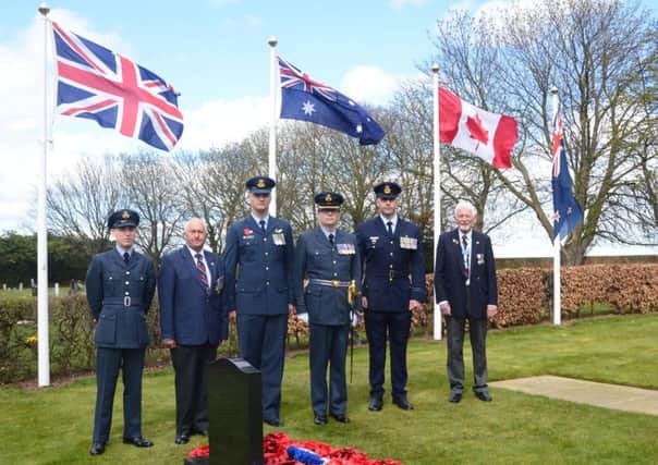 Group Captain Jacob, OC RAF Boulmer with officers from the RAF, Australia, New Zealand and the RAF Association.