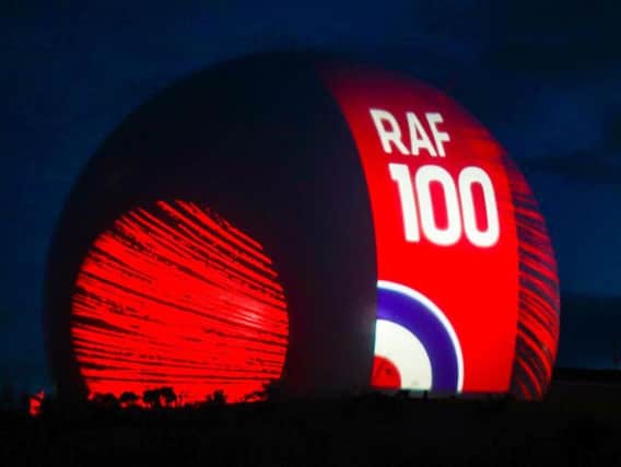 The illuminated radome. Picture by Andy Cowan