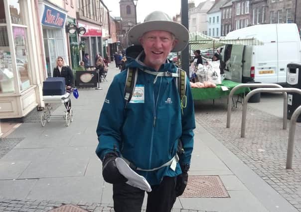 Brian Burnie in Berwick on his 7,000 mile walk around the coastline of Britain and Ireland.