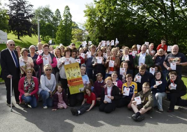 Post-16 transport charge protestors gathered outside the Duchess's High School in Alnwick back in June 2014. Picture Jane Coltman
