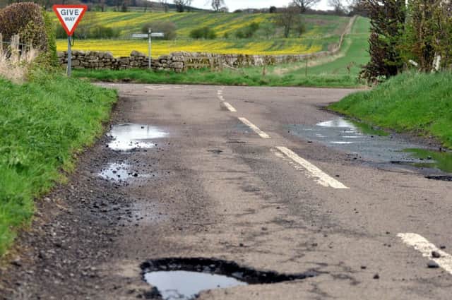 Potholes on the road that runs from the East Thornton junction to the main road into Netherwitton. The pictures in this gallery have been taken by Dr Brian Carolin.