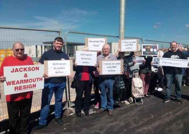 Protesters against the cinema proposal at the Portland Park site earlier this month.
