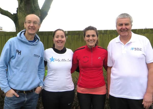 Gordon Allan, far right in picture, with his daughter Claire, second left, and Abby Dorani and Paul Holborow from Ponteland Tri Club.