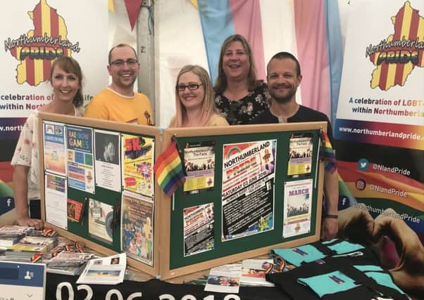 Members of the Northumberland Pride team, from left, Debbie Flounders, Darren Irvine, Lorna Stewart-Hook, Sophie Robinson and Tim Holmes at Northumbeland County Show.
