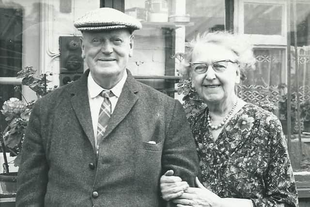 Charles and Peg Murray on their golden wedding anniversary in 1970.