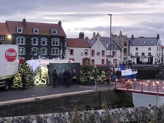Filming of the M&S Christmas advert in Eyemouth. Picture by Eyemouth Harbour Trust.