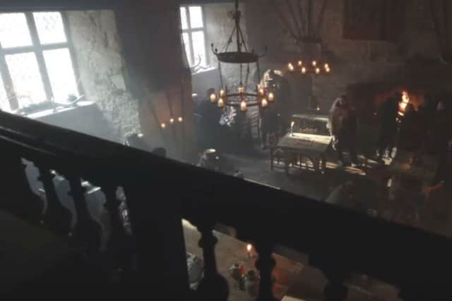The cafe in Chillingham Castle appearing on the trailer for the third series of the Netflix drama Frontier.