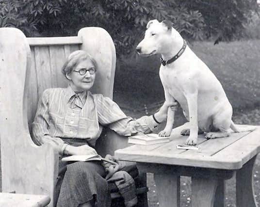 Anne Hepple in Allanton with her bull terrier Susan