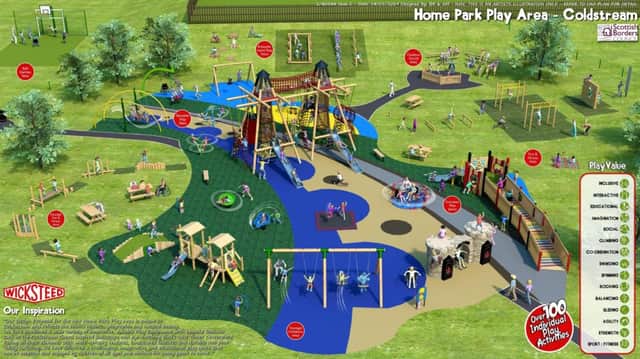 An artist's impression of how the new children's play park at Coldstream's Home Park will look.