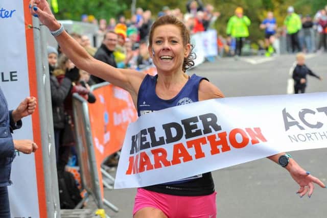 First woman home in the marathon, Wendy Chapman. Picture courtesy of North News and Pictures