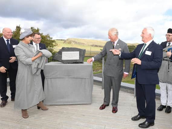 HRH the Prince of Wales officially opens The Sill accompanied by the Duchess of Northumberland with, from left, Ivor Crowther, Heritage Lottery Fund North East and Tony Gates and Glen Sanderson, Northumberland National Park Authority.