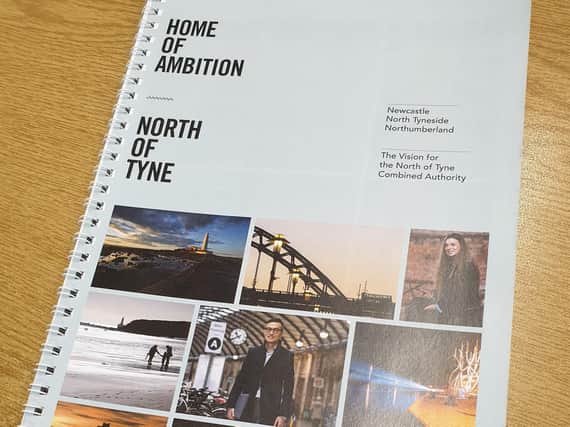 Some of the publicity material for the North of Tyne Combined Authority, which was designed by a Manchester firm.