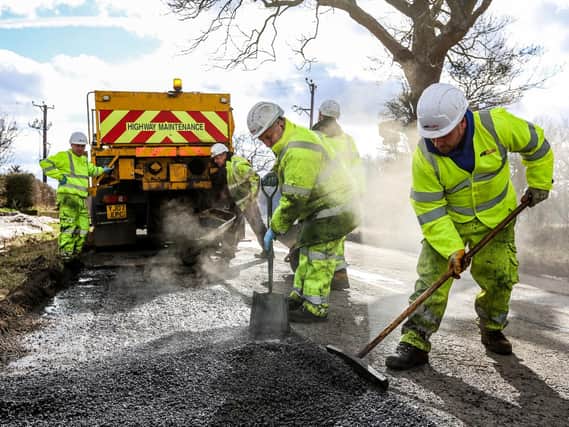 Pothole patching in Northumberland.