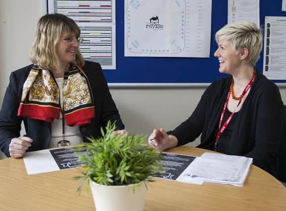 Berwick Academy head teacher Alexis Widdowson in a meeting with Lucy Hodgson, Community Communications Manager.