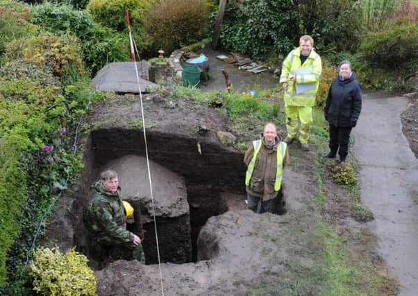 Wilmot's air raid shelter being excavated at Castle Terrace