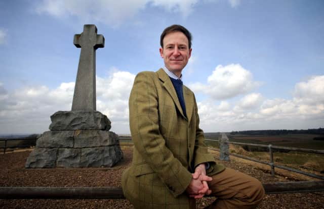 Alistair Bowden, project coordinator for Flodden 1513 at the Flodden Field memorial.