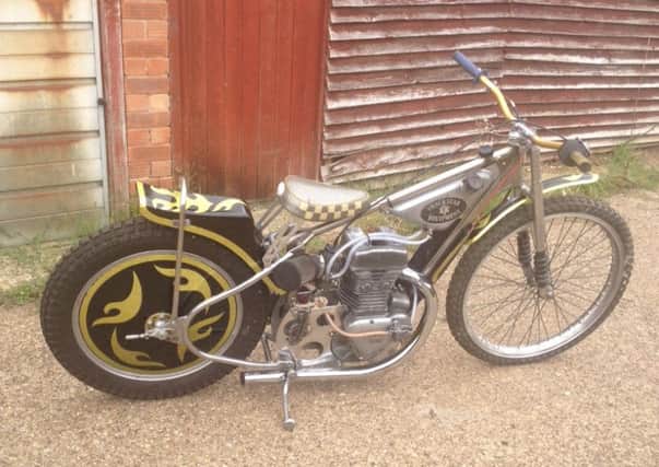 A replica speedway bike from the 1980s which was ridden by Berwick Bandits' late great Wayne Brown.