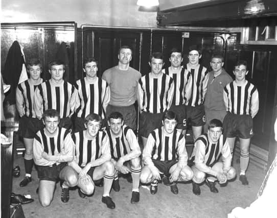 Berwick Rangers team picture taken in the dressing rooms in October 1967. Future Rangers manager Jock Wallace was goalkeeper (4th left, back row).