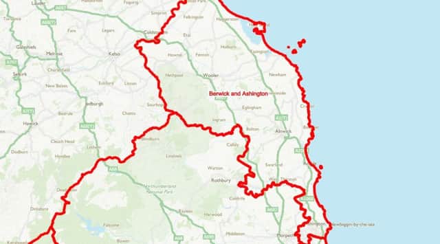 The proposed bourndaries which show the Berwick and Ashington stretching down the coast, but the likes of Rothbury, Coquetdale and Longhorsley in the Hexham and Morpeth constituency.