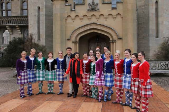Highland dancers at Duns Castle with the NBC  Today Show hosts.
