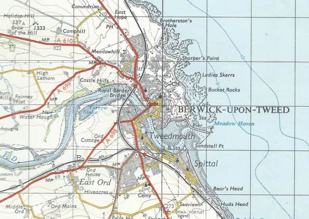 The Ordnance Survey map of Berwick.